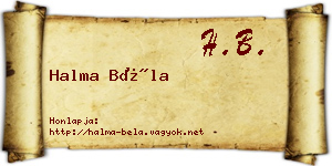 Halma Béla névjegykártya